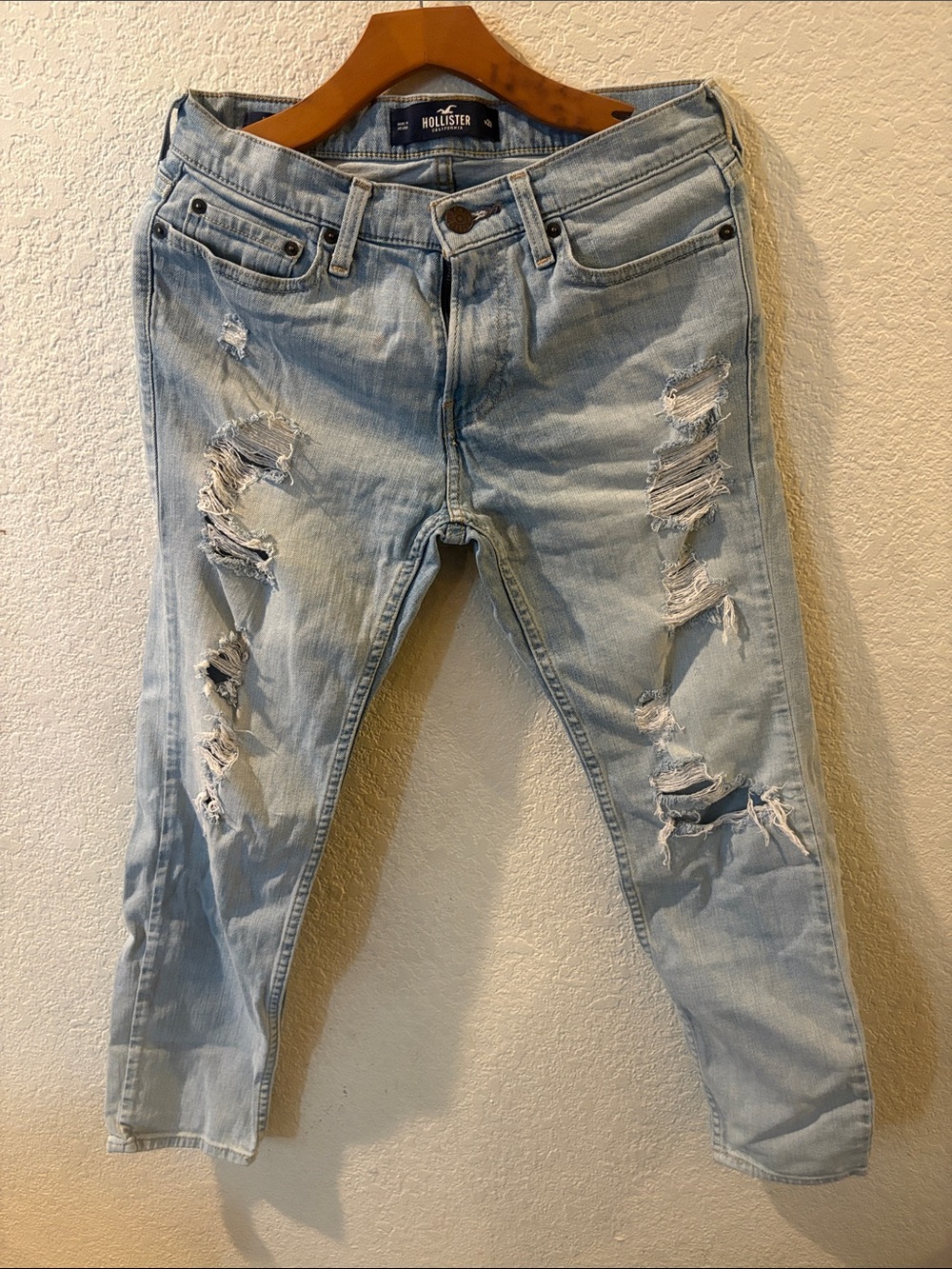 Hollister Light Wash Distressed Skinny Jeans